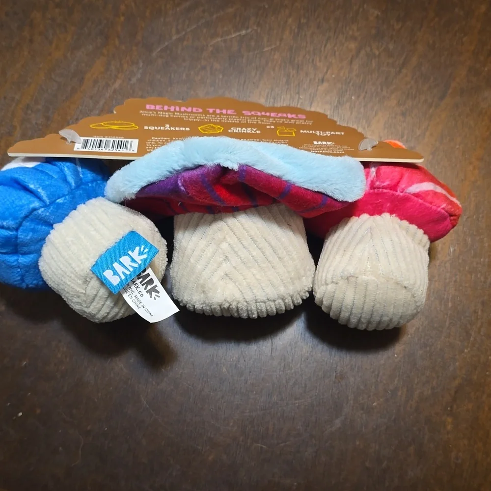 BarkAlices Magic Mushrooms  Red and Blue Dog Toys‎ NWT Size XS-S 0-20 Pounds